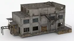 Abandoned Factory Building Low-poly 3D model