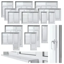Balcony Metallic Plastic Window and Door collection 3D model 3D model