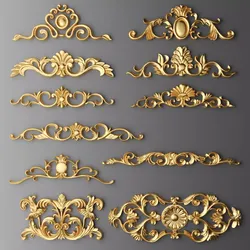 Cartouches SET 4 gold ornate ornaments 3D model