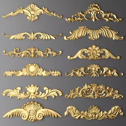 Cartouches SET 5 of gold ornaments 3D model