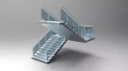 Concrete Stair Case with Glass Balustrade 3D model