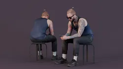 Digital Connection - Tattooed Man on a Break