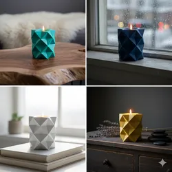 Geometric Star Tealight Holder – Modern Low Poly Candle Holder STL
