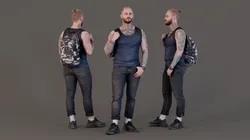 Inked Wanderer - Casual Man with Backpack