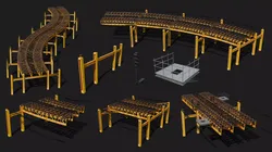 Kitbash Elevated railroad train track Chicago metro commuter  3D model