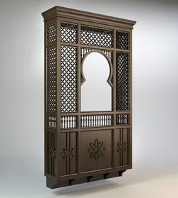 Mashrabiya 2 wooden door with decorative carvings 3D model