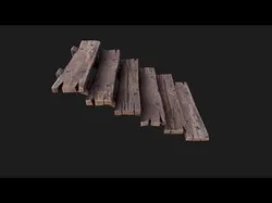 Medieval Wooden Stairs threshold Low-poly 3D model