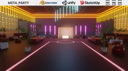 Metaverse Party Room Low-poly 3D model