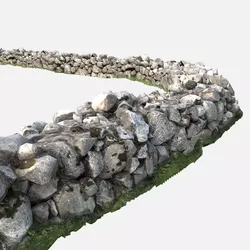Modular Cobblestone Wall Low-poly 3D model