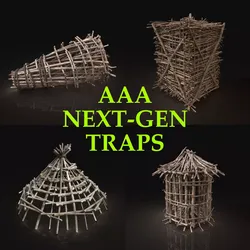 Next Gen AAA Survival Improvised Animal Traps Cages Lockers Pack Low-poly 3D model