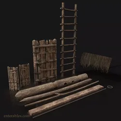 Next Gen AAA Wooden House Fitting Elements and Decorations Low-poly 3D model