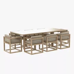 restoration hardware aviara armchair and dining table 3D model