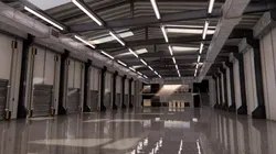 Warehause commercial building in middle of street 3D model