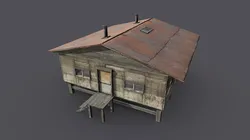 Wooden barrack - game ready Low-poly 3D model