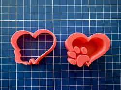 Board Games & Card Games STL Descărcare - Cookie cutter inimă cu laba de câine - studio WES