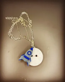 Jewelry & Accessories STL تنزيل - سلسال الصداقة الصاروخ والقمر - Boos3DPrinting