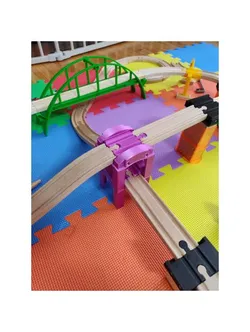Stackable Wooden Train Bridge / Riser