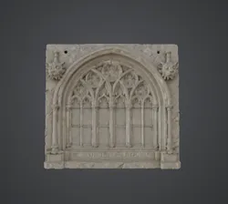 Gothic Cathedral Wall Panel – Ornate Arched Window Terrain Facade
