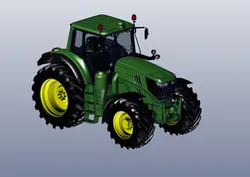 John Deere 6195 Series Tractor, Detailed With SCV Ports, Drawbar Hitch, & 3PT