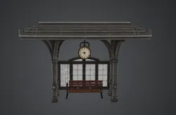 Vintage Train Station Shelter – Platform Canopy with Clock