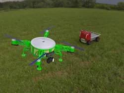 Drone and mobile station. Topology optimization of structure of the drone and attachment.