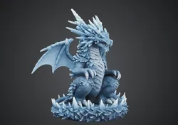 Frost Dragon Wyrmling on Ice Base – Crystal Ice Fantasy Dragon