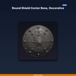 Round Shield Center Boss, Decorative Dome, Mounting Holes, Viking - 3D Printable STL File