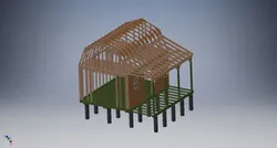 Shed with porch framing