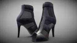 PBR Black leather dancer high heels shoes