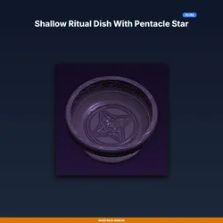 Shallow Ritual Dish With Pentacle Star Engraved In Center, Raised - 3D Printable STL File