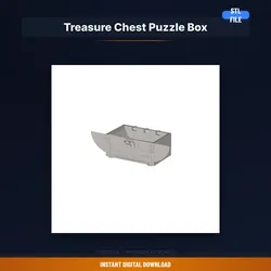 Treasure Chest Puzzle Box, Print in Place, Barrel Hinge Lid, - 3D Printable STL File