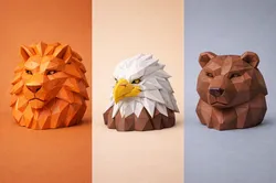Low-Poly Animal Head Sculpture Collection