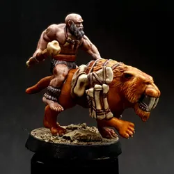 Mounted Caveman on Sabre-tooth Tiger (pre-supported)