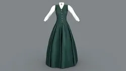 Twill Vest Long Skirt Dress Historic Outfit