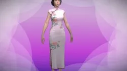 Woman-in-cheongsam-suit-Game Assets