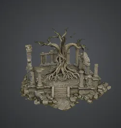 Ancient Ruined Tree Temple – Fantasy Sacred Tree Ruins