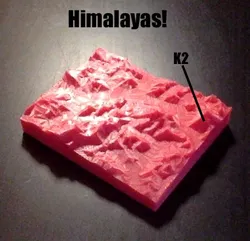 Low poly Himalayan mountain range topo map