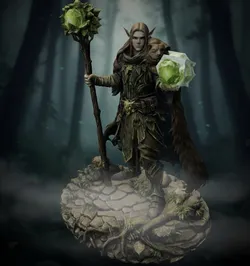 Bloodbound Realms – Elf – Verdant Druid of the Veiled Grove (Dark Fantasy 3D Printable Miniature STL)