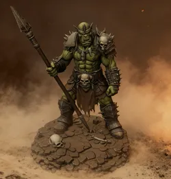 Bloodbound Realms – Orc – Ironfang Spearman (Dark Fantasy 3D Printable Miniature STL)
