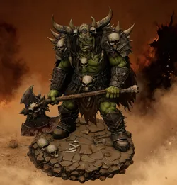 Bloodbound Realms – Orc – Skullcrusher Warchief of the Iron Horde (Dark Fantasy 3D Printable Miniature STL)