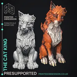 Cat King - NPC Familar - PRESUPPORTED - Illustrated and Stats - 32mm scale