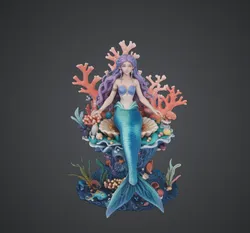 Coral Reef Mermaid Statue – Fantasy Ocean Mermaid with Coral Base