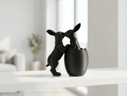 Two Easter Bunnies Kissing