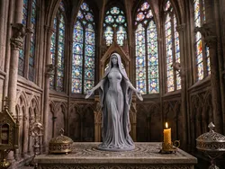 Veiled Gothic Priestess - High Detail Dark Nun Sculpture