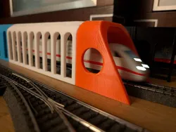 H0 Tunnel Portal / Wooden Rails like Brio/Ikea 1:87