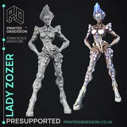 Lady Zozer - Undead Queen -  PRESUPPORTED - Illustrated and Stats - 32mm scale