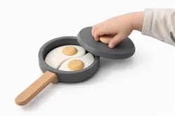Toy Frying Pan with Eggs – Pretend Play Kitchen Accessory (Improved Handle Connection)