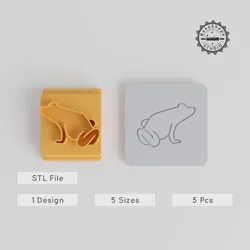 Frog Stamp Tile Set, 5 Sizes, Perfect for Clay & Cookies, Animal Motif, Ideal for Fondant & Soft Materials