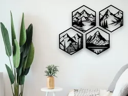 Hexagon Mountains Wall Art - v3