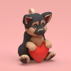 Jewelry & Accessories STL Download - cute German Shepherd valentine heart Keychainby ipdesignoo8